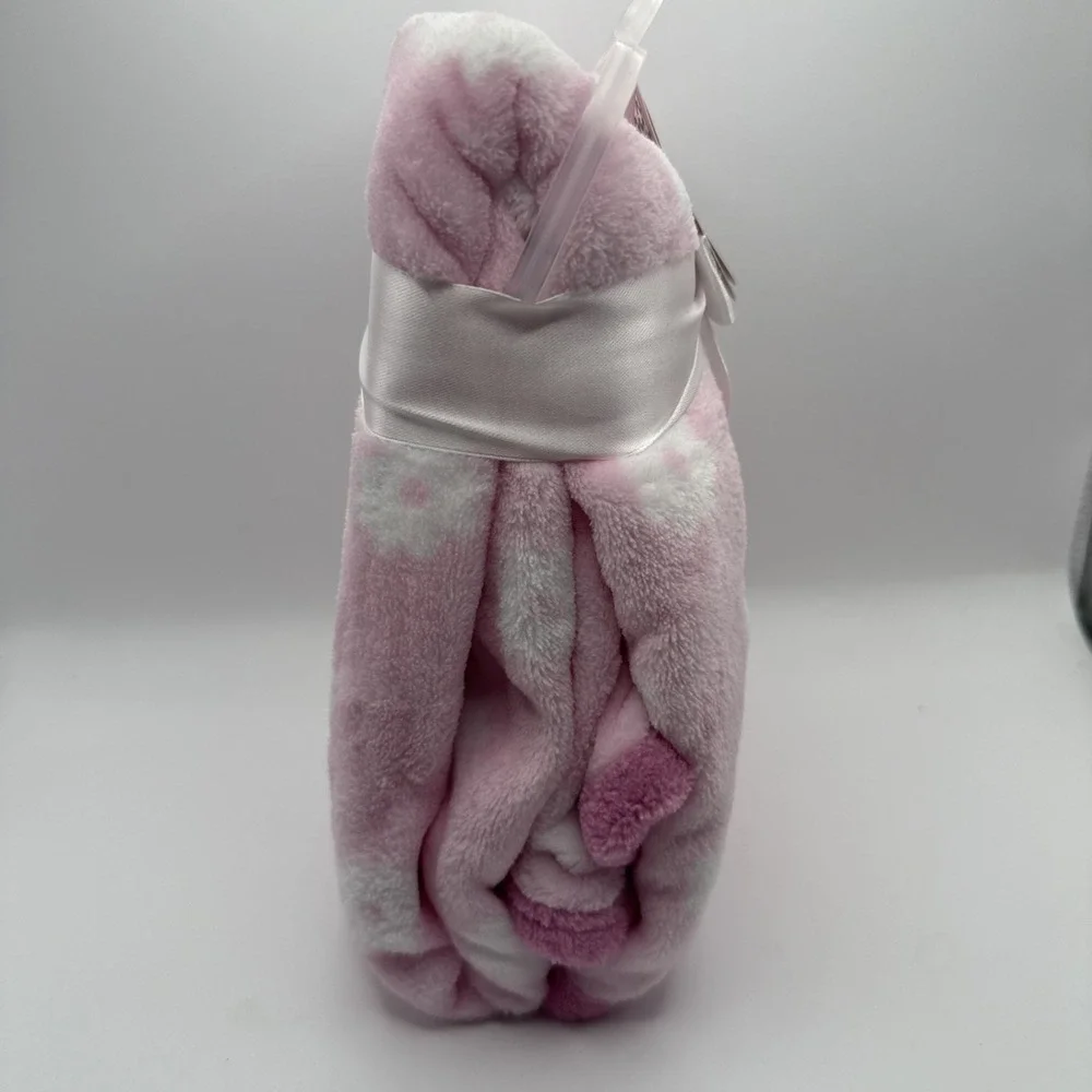 Parents Choice Pink Fox White Flower Plush Baby Blanket Walmart NWT